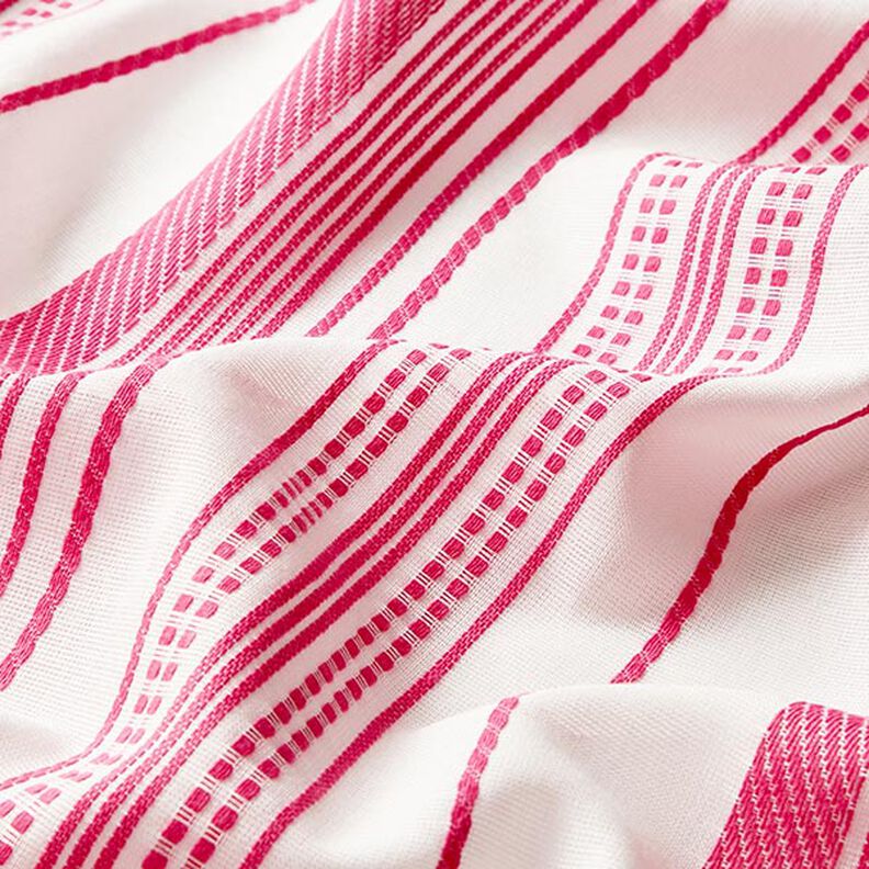 Tissu en coton rayures brodées – écru/rose vif,  image number 2