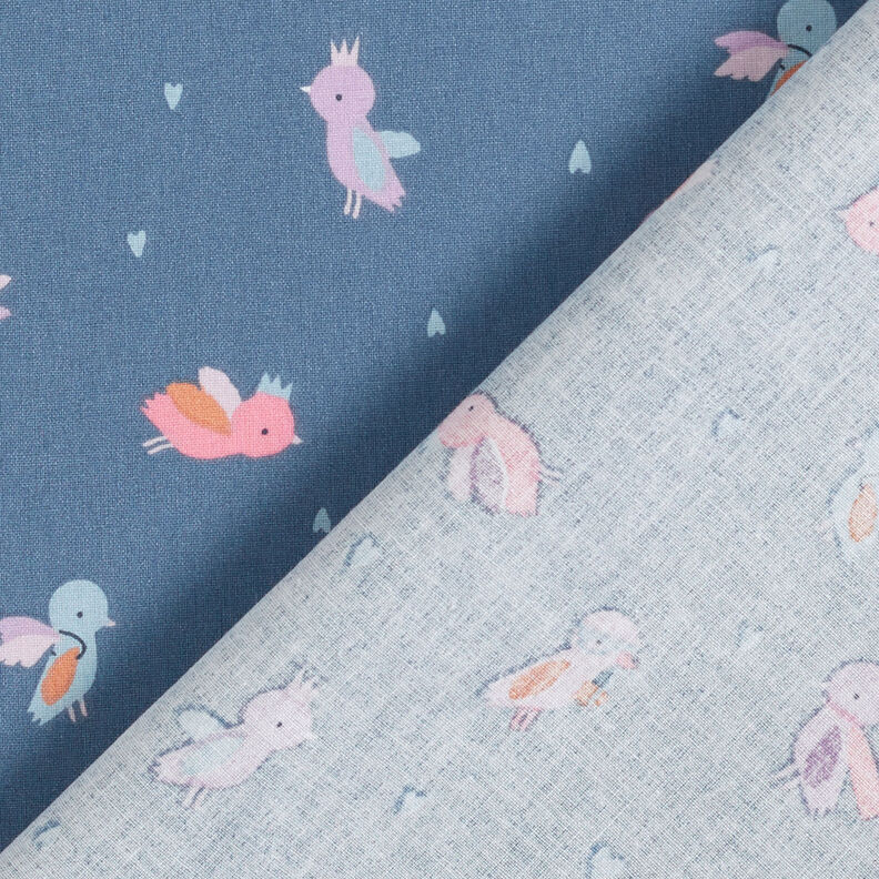 Popeline coton Bal masqué des oiseaux – gris bleu, image number 5