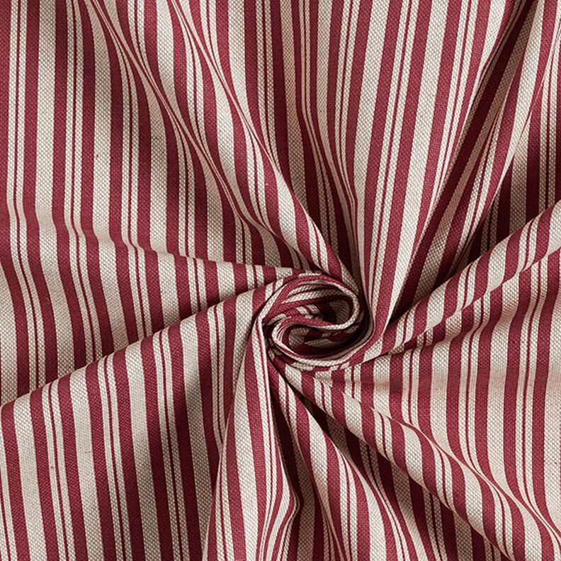 Tissu de décoration Semi-panama Rayures fines – rouge bordeaux/nature,  image number 3
