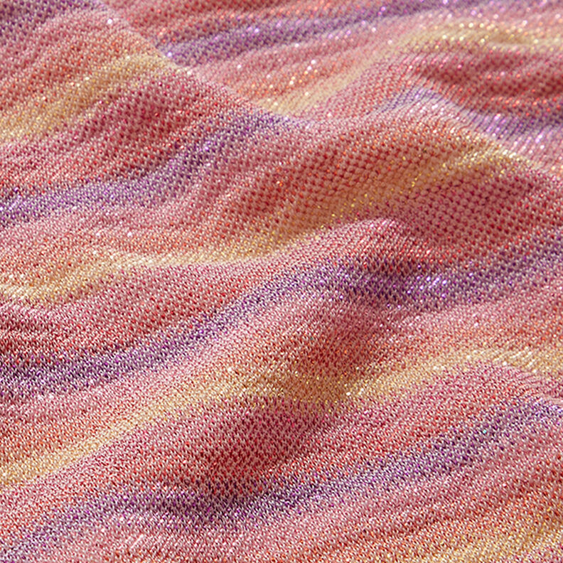 Jersey pailleté Rayures en dégradé de couleurs – rose vif,  image number 2