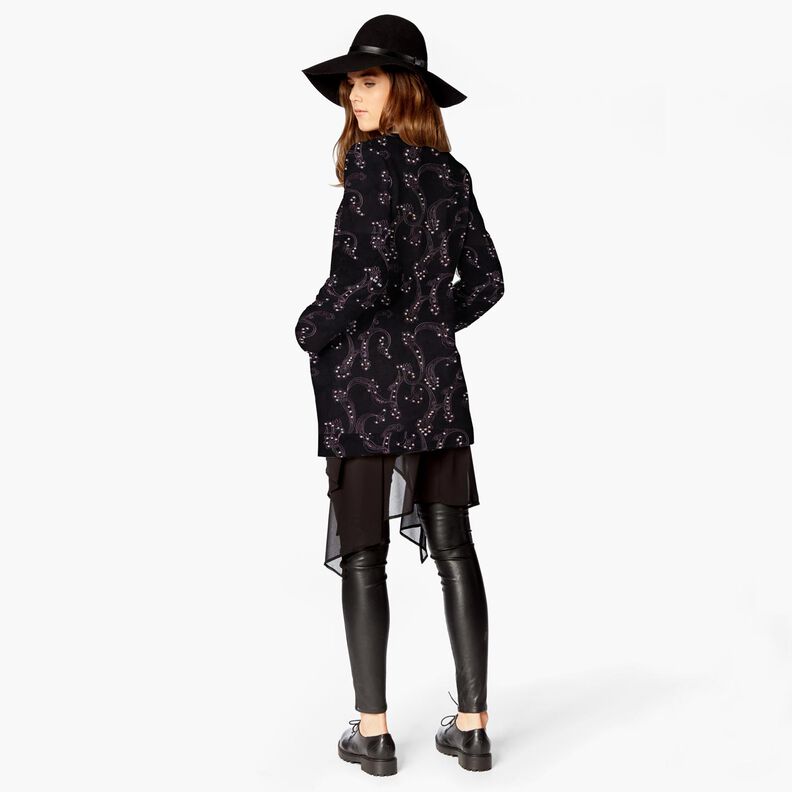 Velours à côtes fines avec fleurs en broderie et paillettes – noir,  image number 5