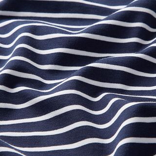 GOTS Jersey coton bande | Albstoffe – bleu marine/blanc, 