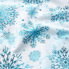 French Terry Cristaux de neige pour Noël | Glitzerpüppi – bleu ciel/pétrole légère, 