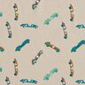 Jersey coton Voitures de course rétro – taupe clair,  thumbnail number 1