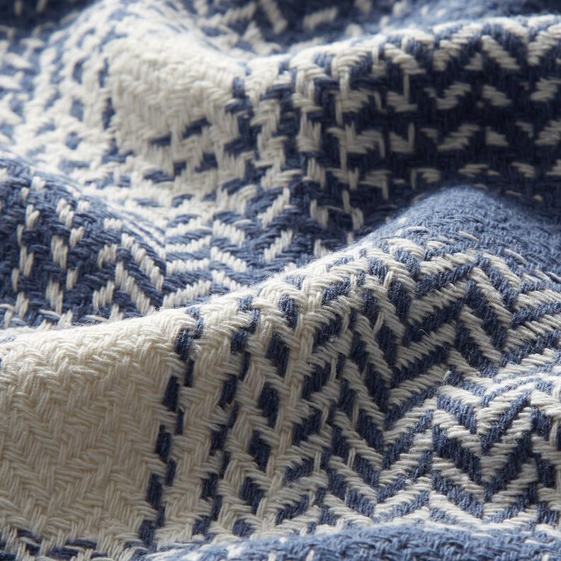 Tissu pour manteau Coton mélangé à carreaux – gris bleu/ivoire,  image number 2