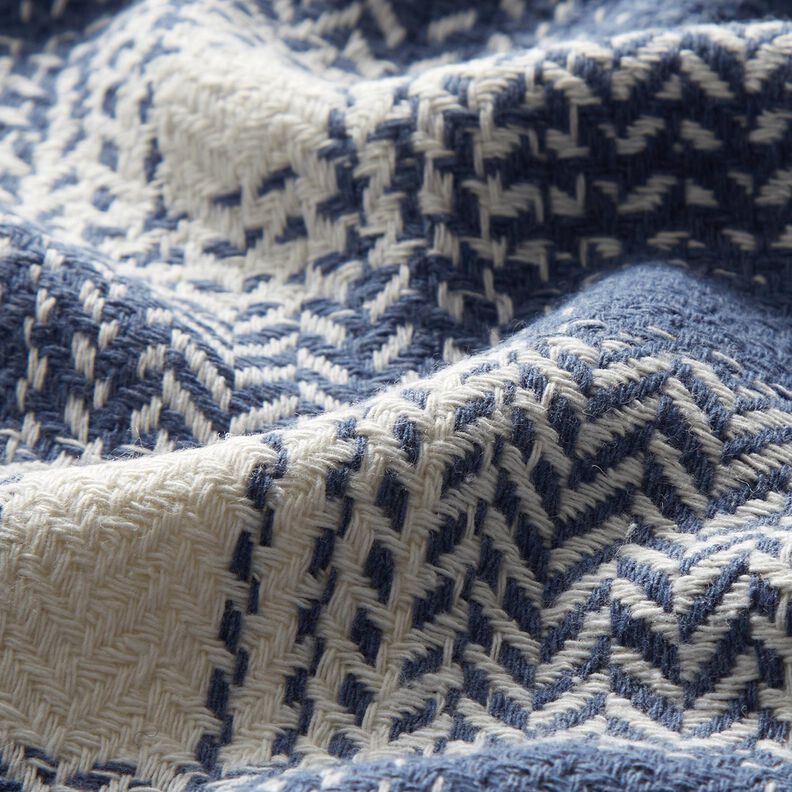 Tissu pour manteau Coton mélangé à carreaux – gris bleu/ivoire, image number 2