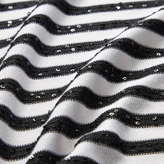 Tricot fin Rayures en paillettes – noir/écru, 