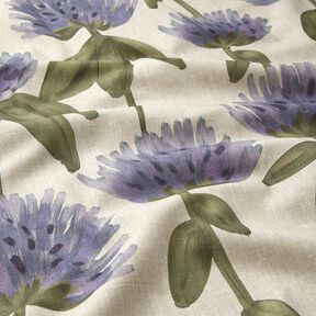 Tissu de décoration Semi-panama trèfle en fleurs – gris bleu/taupe clair, 