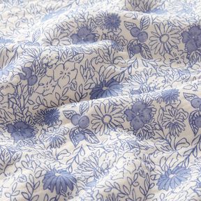 Tissu double gaze de coton Fleurs bleues – blanc/bleu brillant, 