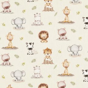 Popeline coton Bébés animaux de la jungle Impression numérique – beige, 