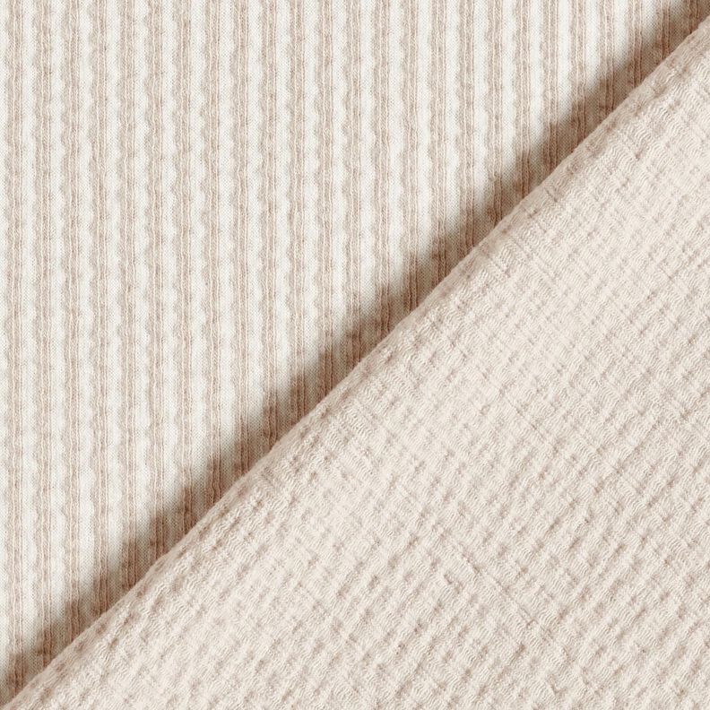 Jersey coton Seersucker Rayures fines – amande/blanc,  image number 4