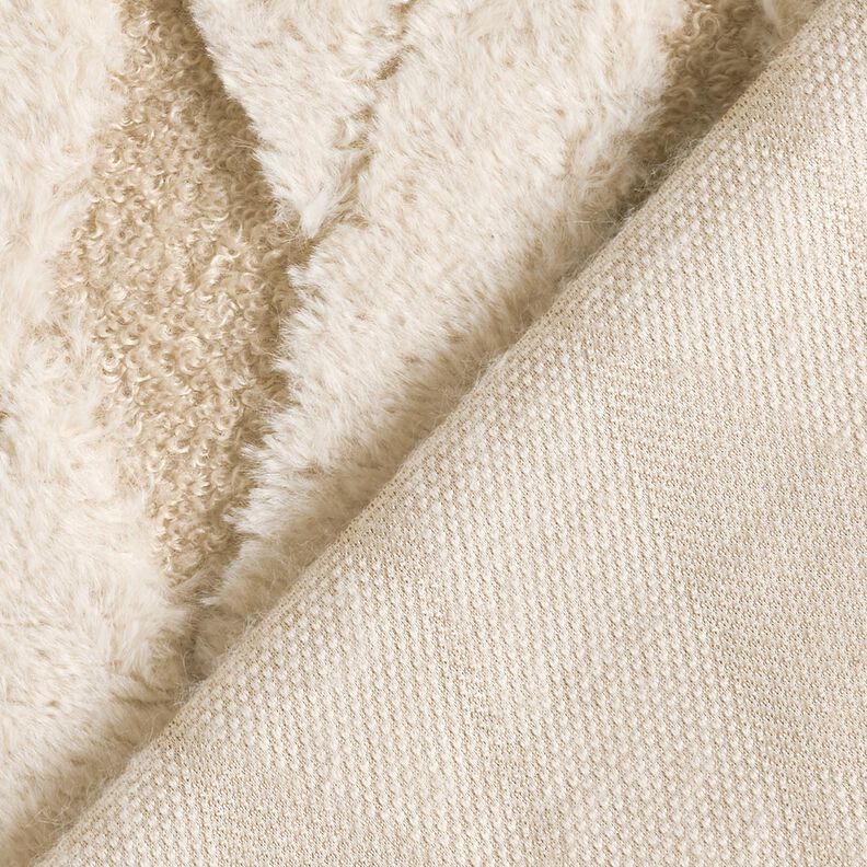 Fourrure synthétique Tissu bouclé Losanges – sable/nature,  image number 4