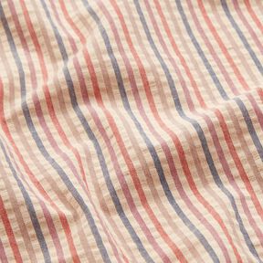 Seersucker Rayures multicolores – noix de cajou/raisin, 