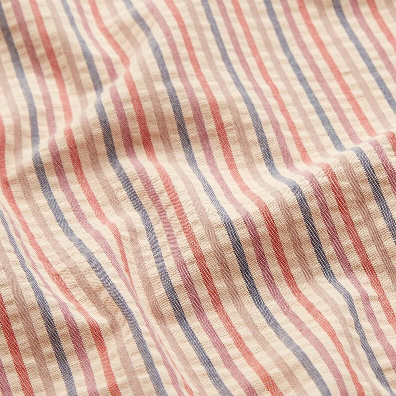 Seersucker Rayures multicolores – noix de cajou/raisin,  image number 2