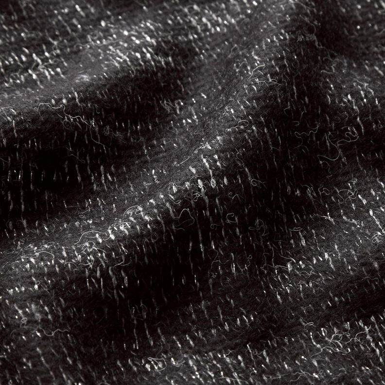 Tissu tricoté laine mélangée chiné à paillettes – noir/argent métallisé,  image number 2