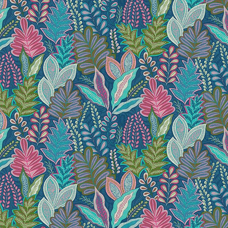 Tissu déco semi-panama Botanique – bleu marine,  image number 1