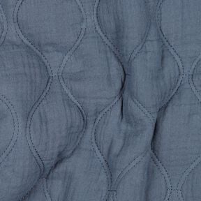 Tissu matelassé Tissu gaze de coton Vagues – gris bleu, 