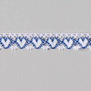 Dentelle au fuseau Cœurs [17 mm] - blanc/bleu roi, 