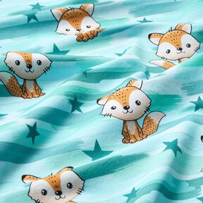 Jersey coton Renard à rayures | Glitzerpüppi – bleu aqua/orange pêche, 