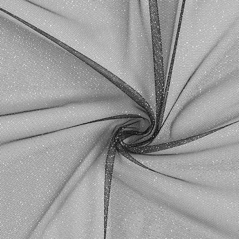 Tissu tulle scintillant – noir/argent,  image number 1