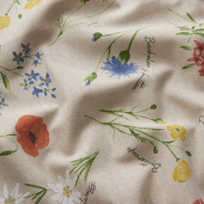 Tissu de décoration Semi-panama Fleurs alpines – nature/bleu, 