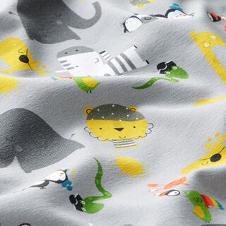 Jersey coton Animaux pirates dans la jungle – gris clair, 