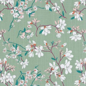 Tissu de décoration Panama Fleurs de cerisier – menthe clair/raisin, 