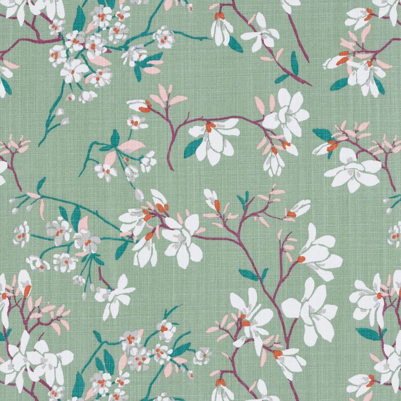 Tissu de décoration Panama Fleurs de cerisier – menthe clair/raisin,  image number 1