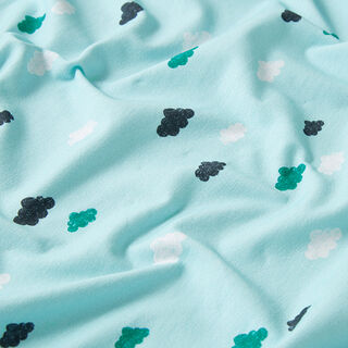 GOTS Jersey coton Nuages aspect impression au tampon | Tula – bleu clair, 
