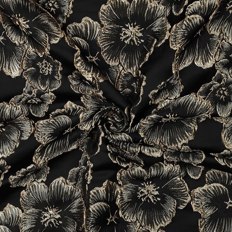 Jacquard Fleurs à effet 3D – noir/amande,  image number 3