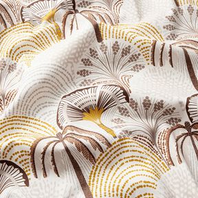 Tissu de décoration Sergé coton Feuilles de palmiers abstraites – jaune curry/ivoire, 