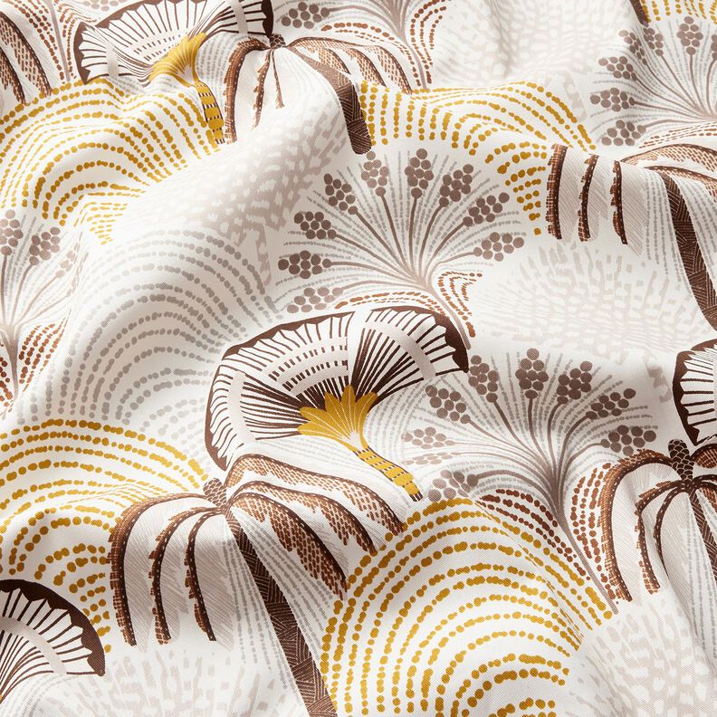 Tissu de décoration Sergé coton Feuilles de palmiers abstraites – jaune curry/ivoire,  image number 2