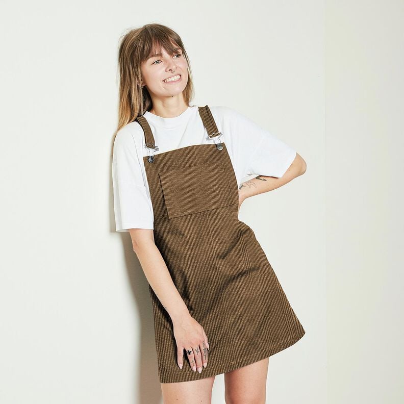 Velours côtelé large Bubble Uni – marron,  image number 8