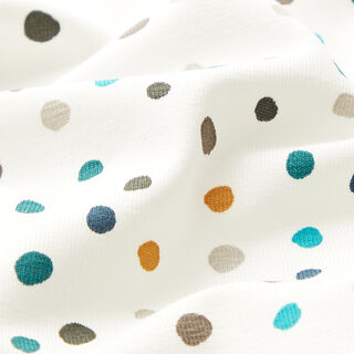 Jersey coton Pois colorés – blanc/pétrole, 