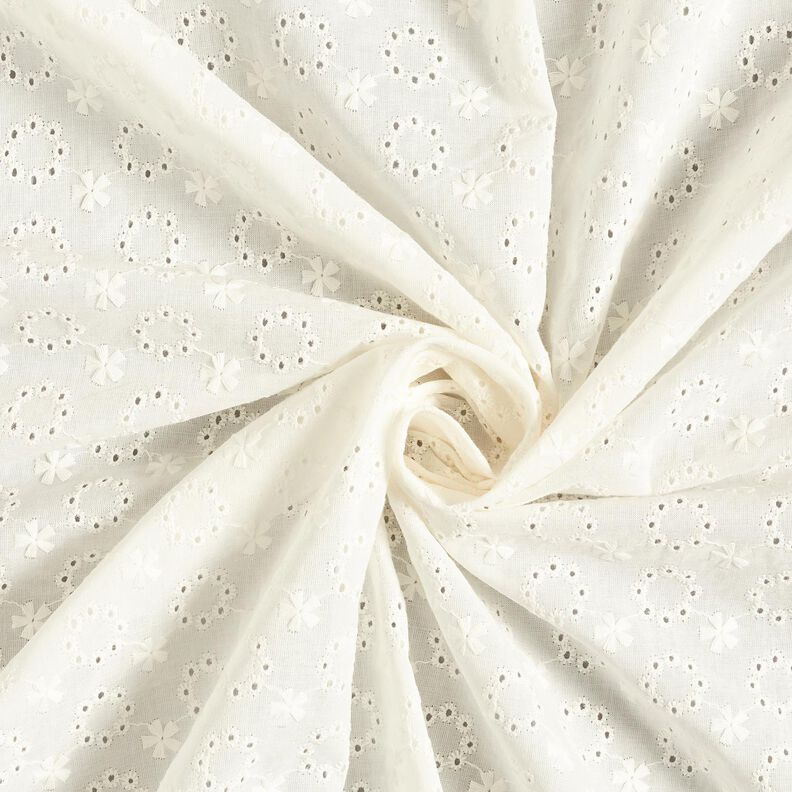 Batiste de coton Dentelle brodée Couronnes de fleurs – écru,  image number 5