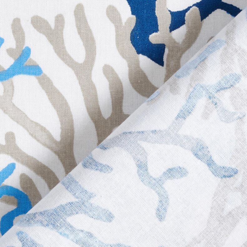 Tissu en coton Cretonne Grands coraux – blanc/bleu,  image number 4