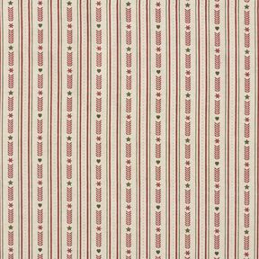 Tissu de décoration Semi-panama Rayures avec étoiles – nature/bordeaux, 
