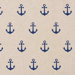 Tissu de décoration Semi-panama Ancres – bleu marine/nature, 