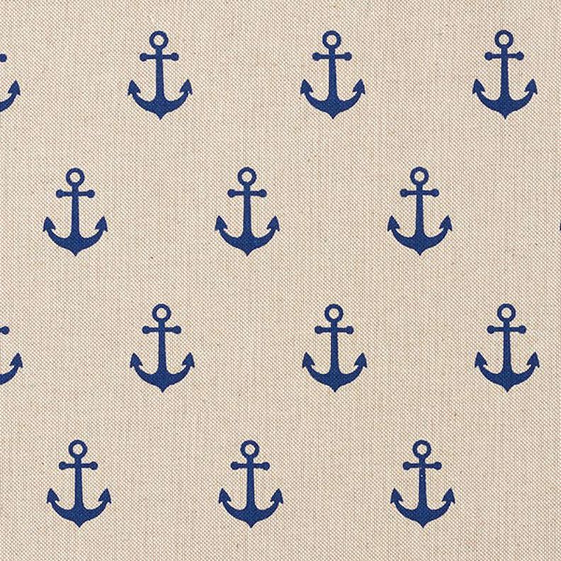 Tissu de décoration Semi-panama Ancres – bleu marine/nature,  image number 1