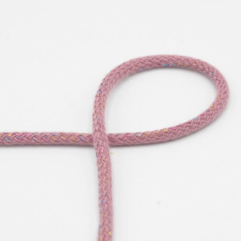 Cordon en coton Lurex [Ø 5 mm] – vieux rose foncé,  image number 1