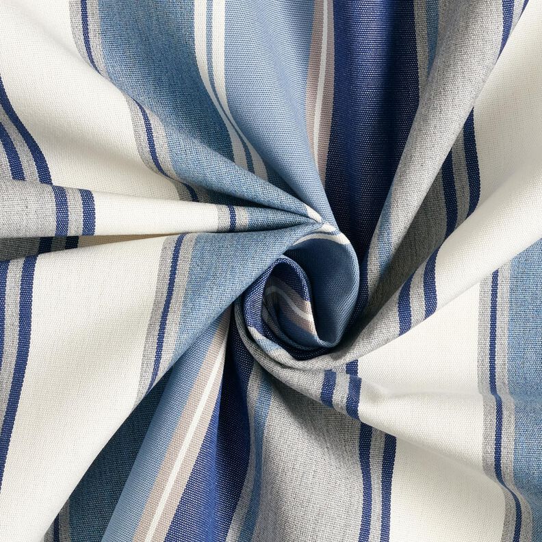 Tissu d’extérieur Canvas Rayures mixtes – indigo/ivoire, image number 3