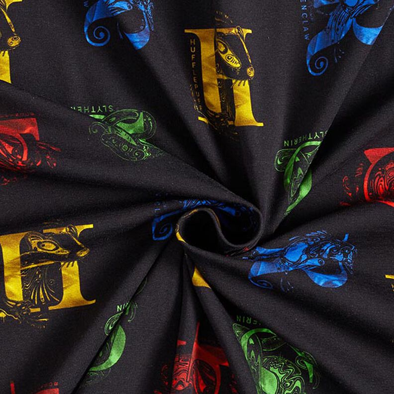 Jersey coton Tissu sous licence Harry Potter, initiales et animaux héraldiques | Warner Bros. – noir,  image number 3