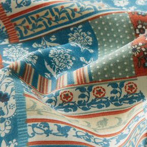 Tissu en coton Cretonne Patchwork floral – bleu, 