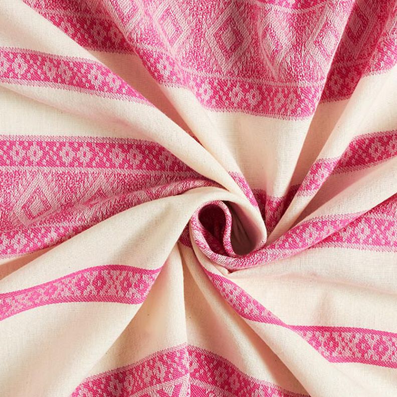Tissu en coton motif losanges – écru/rose vif,  image number 3