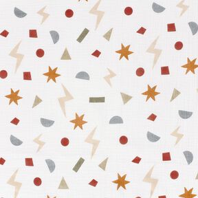 Tissu double gaze de coton Symboles géométriques – ivoire/caramel, 