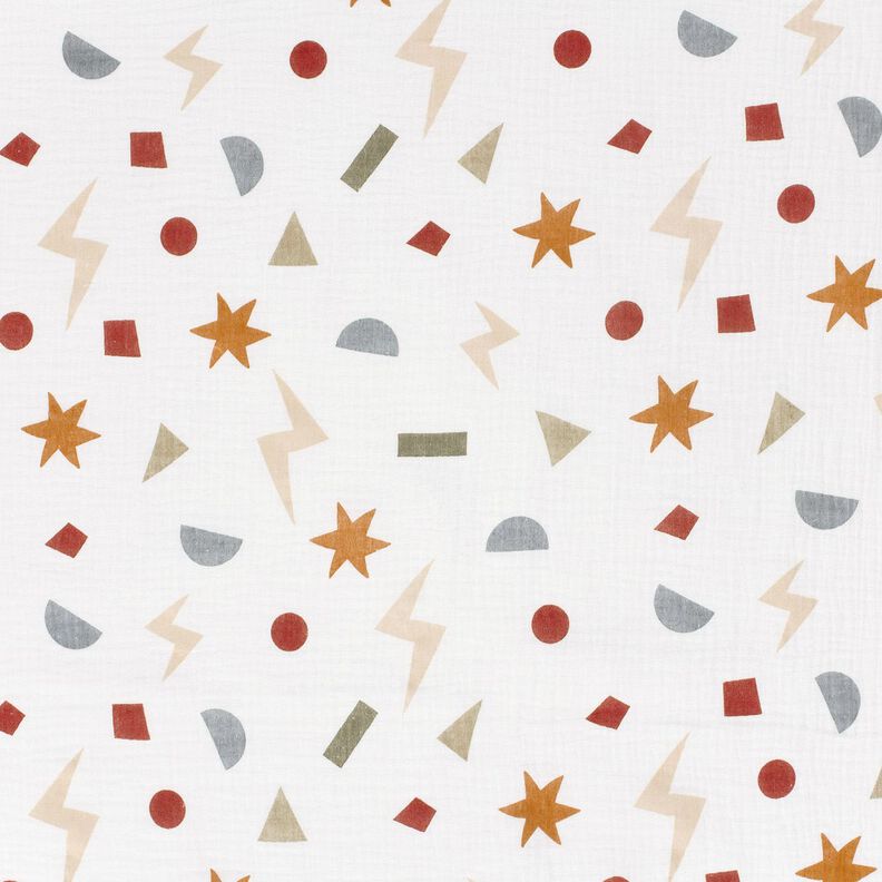 Tissu double gaze de coton Symboles géométriques – ivoire/caramel,  image number 1