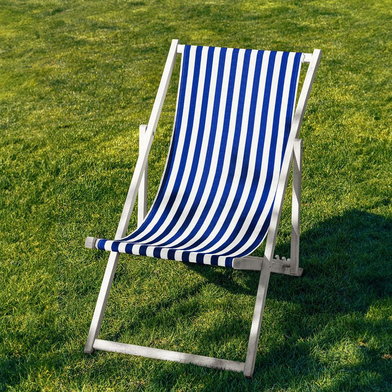 Extérieur Tissu pour chaise longue Rayures verticales 44 cm – bleu roi/blanc,  image number 4