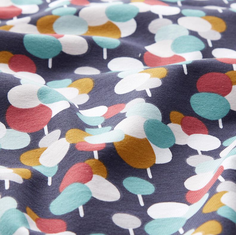 Jersey coton Arbres en petits points – bleu nuit,  image number 2