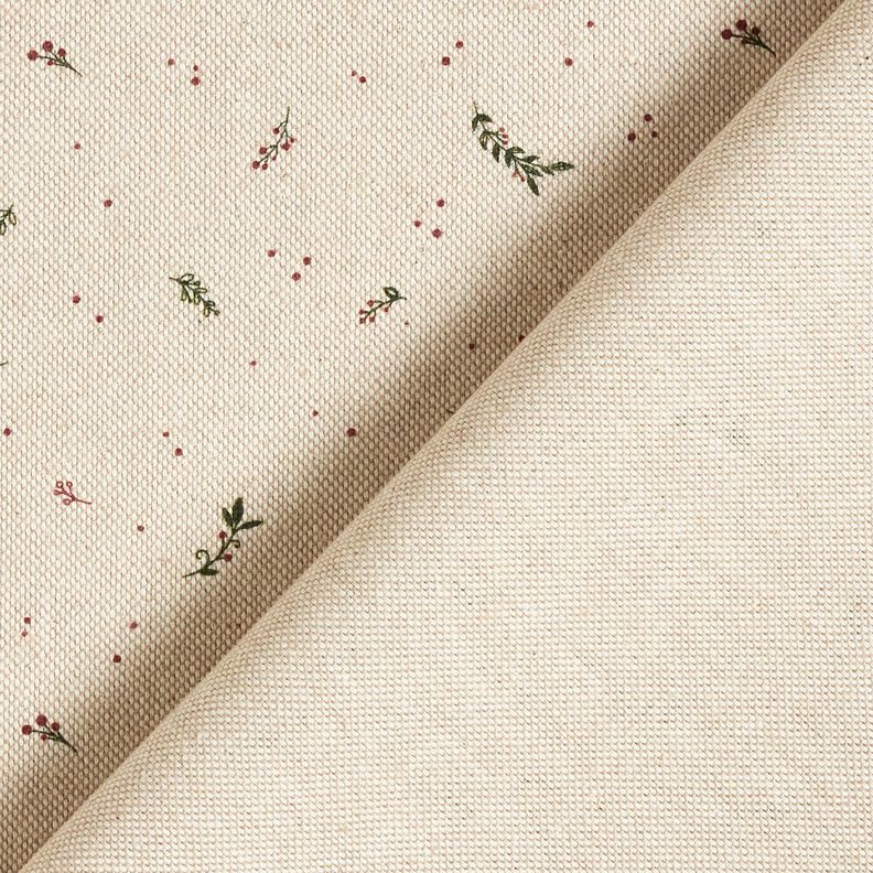 Tissu de décoration Semi-panama petites baies d'hiver – nature/carmin, image number 4