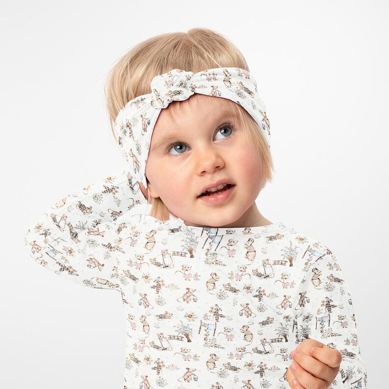 Jersey coton Famille de souris Impression numérique – écru,  image number 5